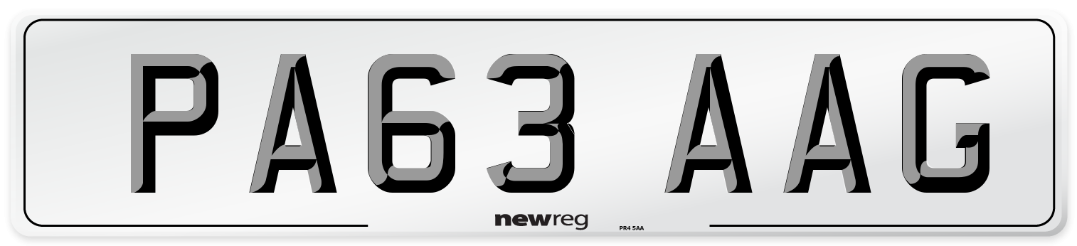 PA63 AAG Number Plate from New Reg